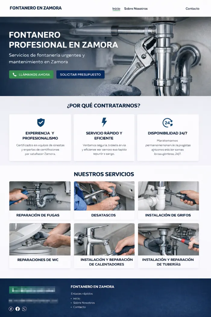 Ejemplo de web profesional para fontanero