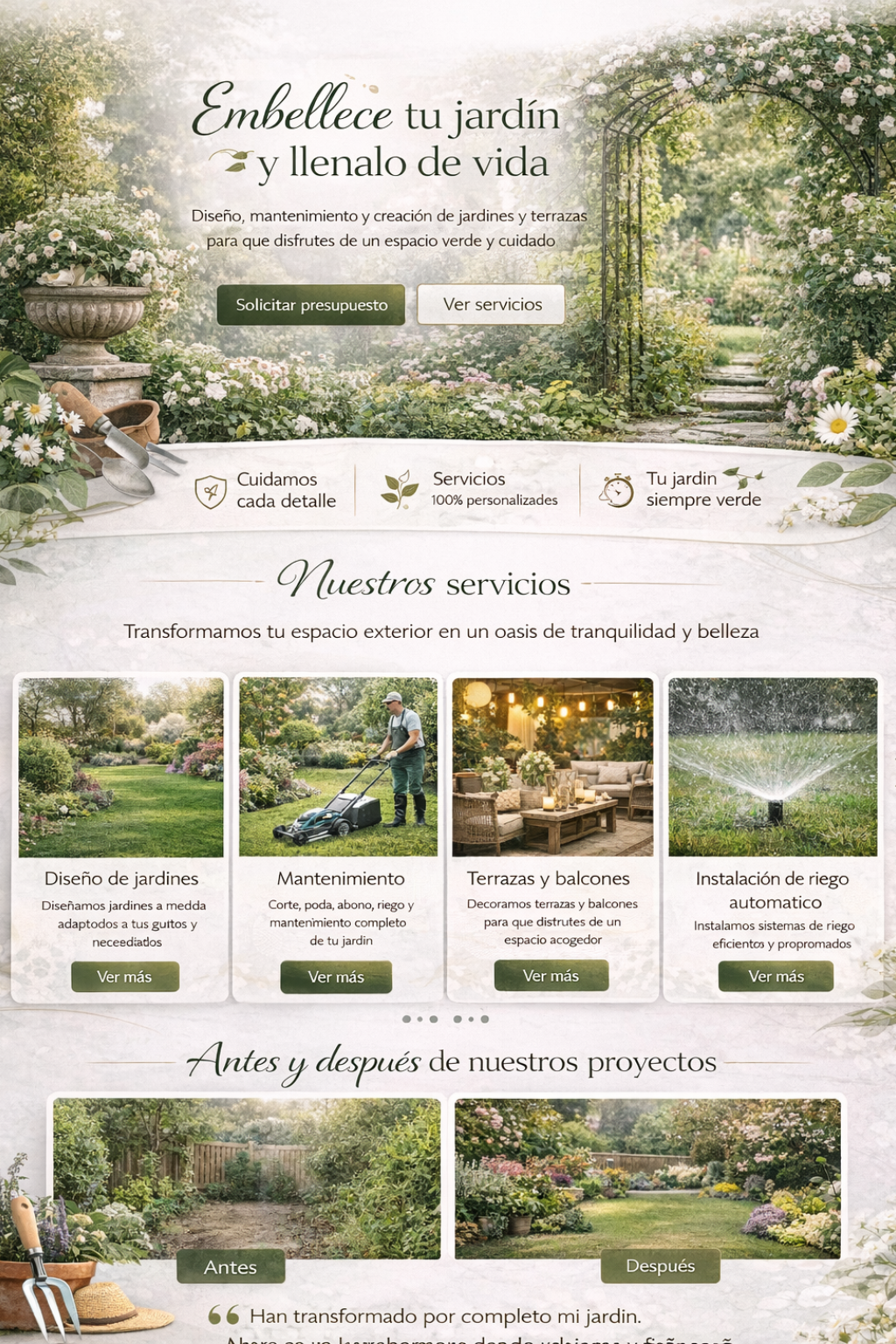 Ejemplo de web profesional para jardineria
