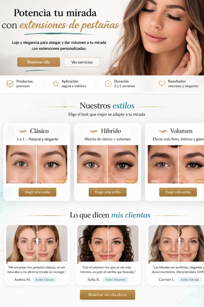 Ejemplo de web premium para centro de belleza