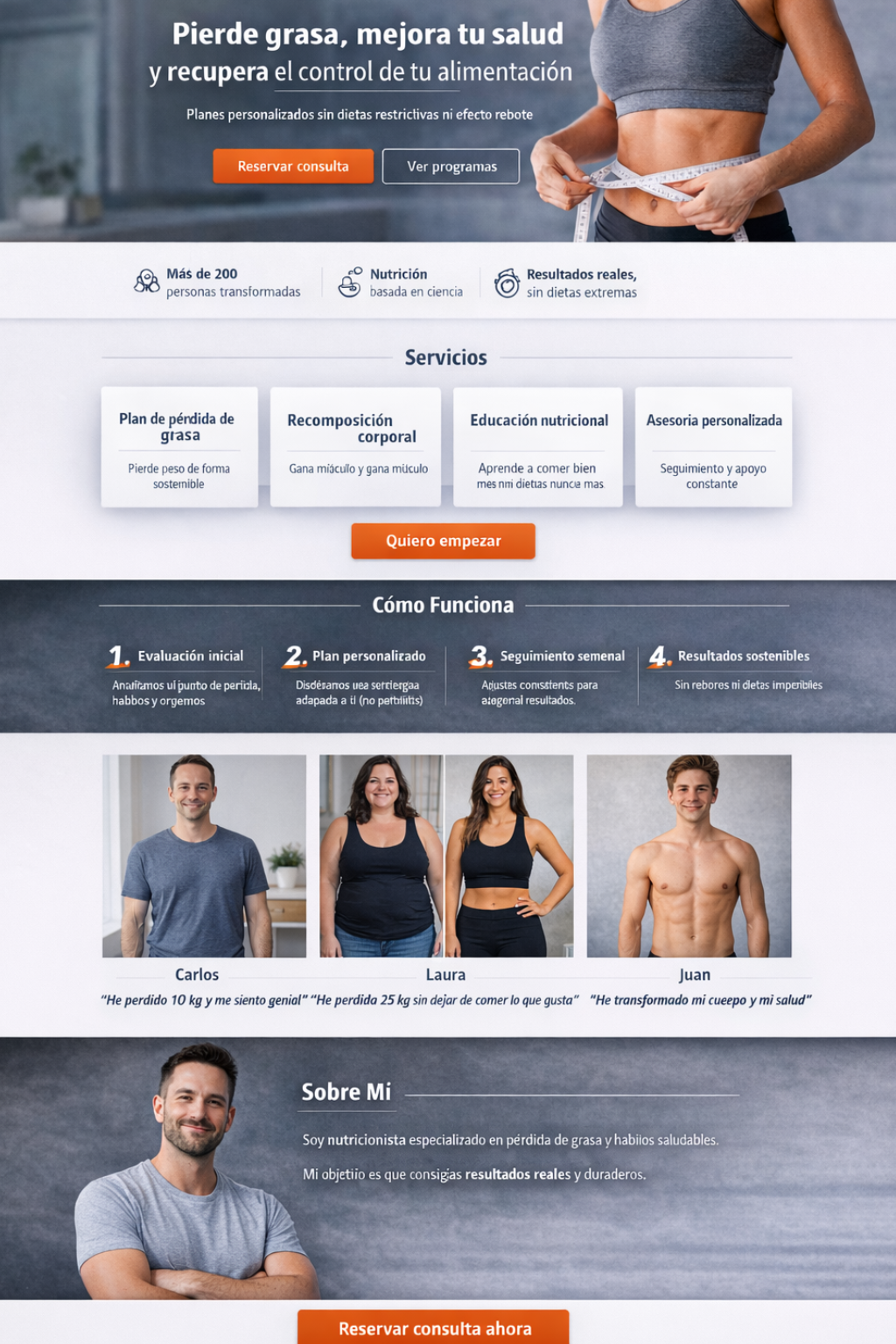 Segundo ejemplo de web premium para nutricion